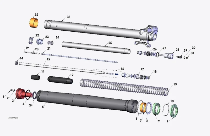 2025 CX65 Fork - Leg Assembly - Brake side