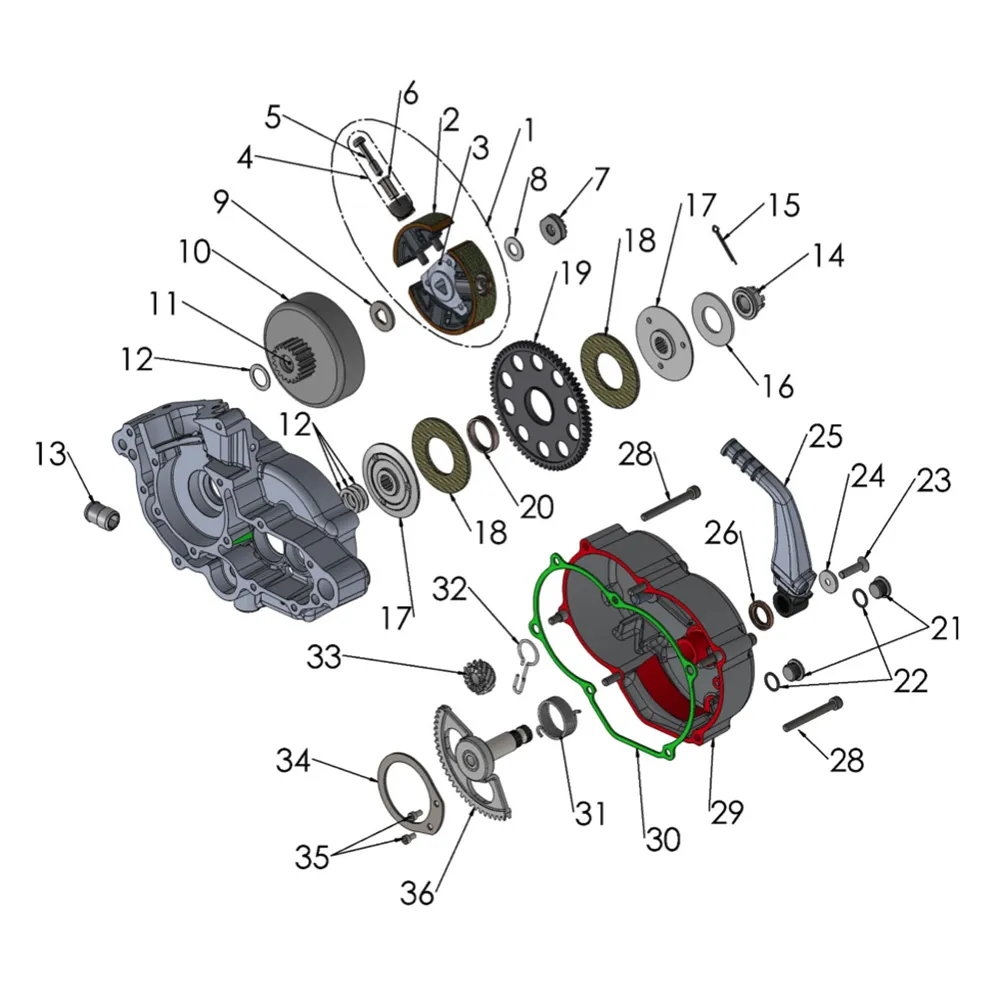 Engine – Clutch and Kick Lever