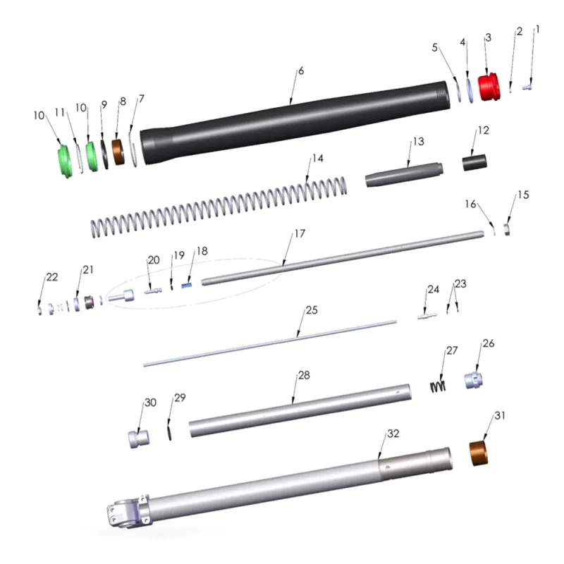 Cobra CX50JR - Forks – Leg Assembly – Non-Brake Side